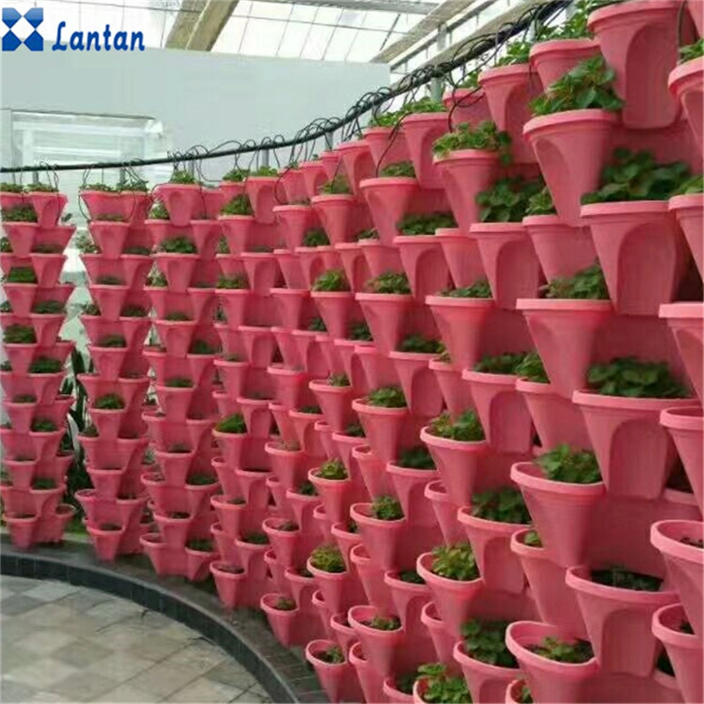 Hydroponic Greenhouse Planter Plastic Vertical Stacking Tower Pots for Strawberry