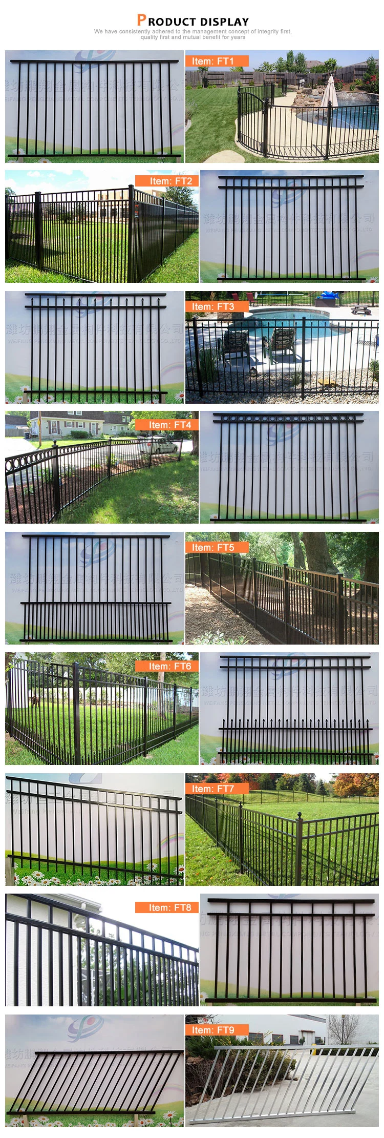 Aluminum Swimming Pool Fence/Picket Fence/Balcony Fencing/Privacy Fence/Ornamental Wrought Iron Panel Fence Railing Metal Slat Fence Factory