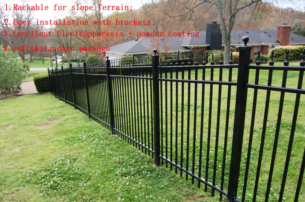 American Black Powder Wrought Iron Fence Panel Steel Rackable Fence Wholesaler