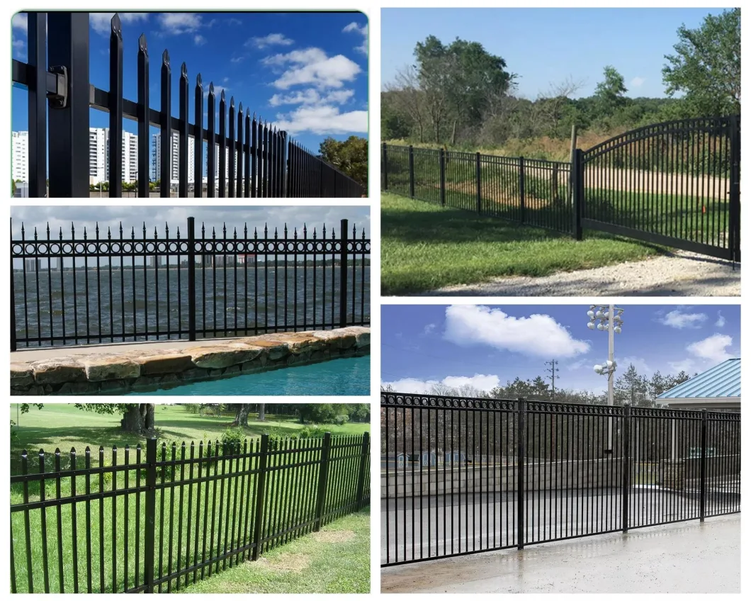 American Black Powder Wrought Iron Fence Panel Steel Rackable Fence Wholesaler
