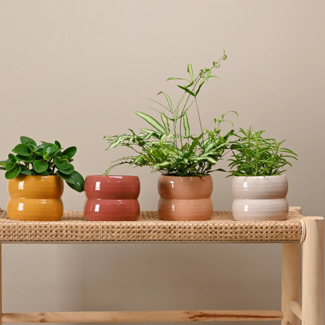 Minimalist Style Garden Planter Indoor Decor Donut Stackable Ceramic Material Flower Pots