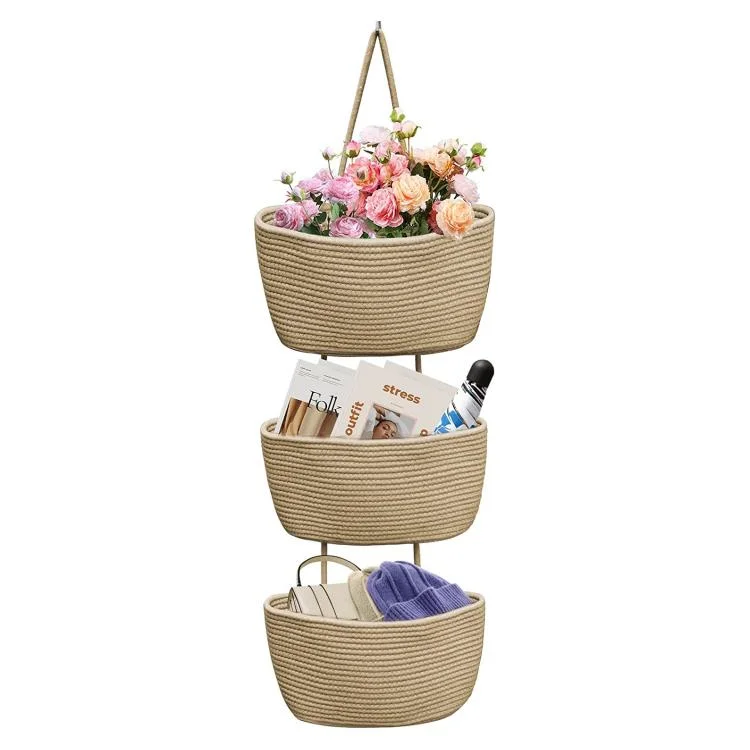 Hanging Basket Woven Cotton Storage Basket Wall-Mounted Storage Basket