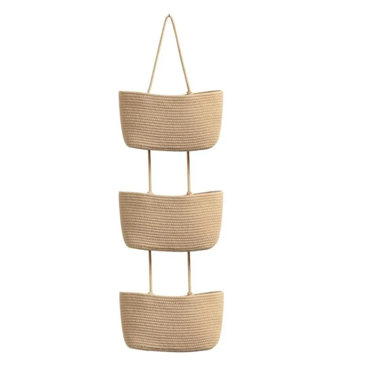 Hanging Basket Woven Cotton Storage Basket Wall-Mounted Storage Basket