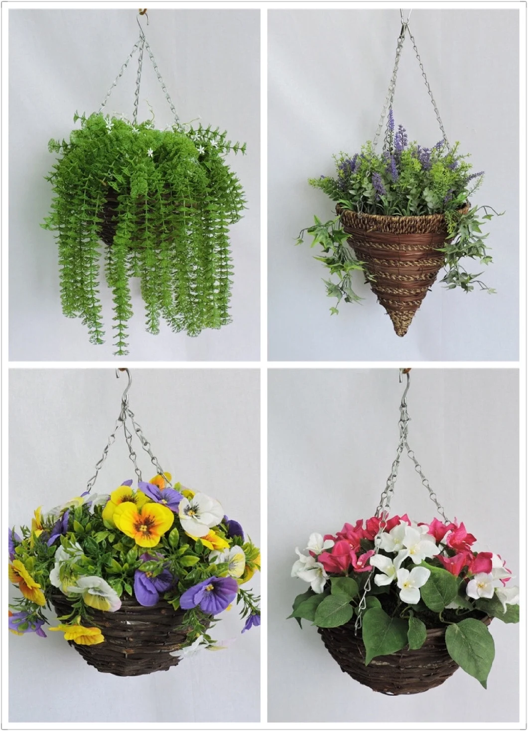 Dia 30cm Hotsale Plastic Long Grass Basket with Hanging Chains
