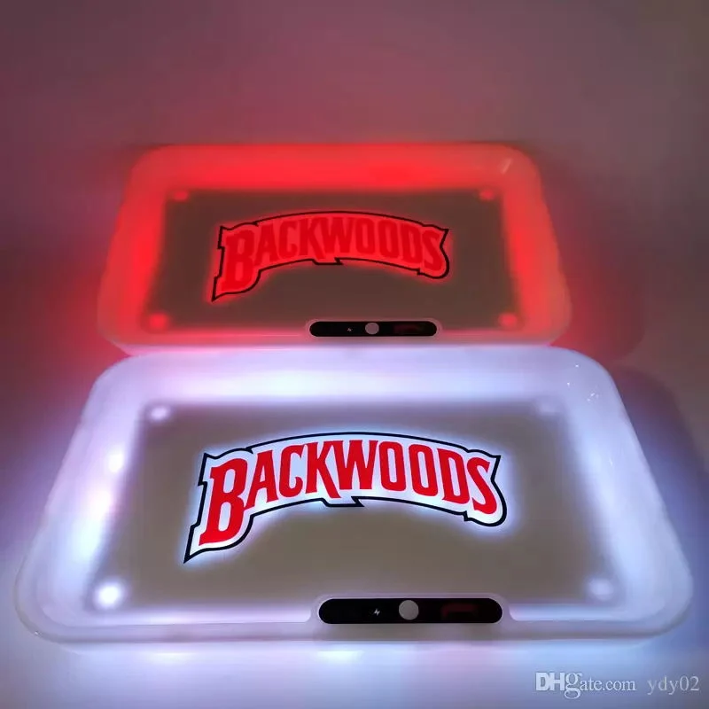 Rolling Tray Glow Backwoods and 7 Colors Cigarette Tray 1100mAh Rechargeable Battery LED Light Glowtray Quick Charge with Gift Pack