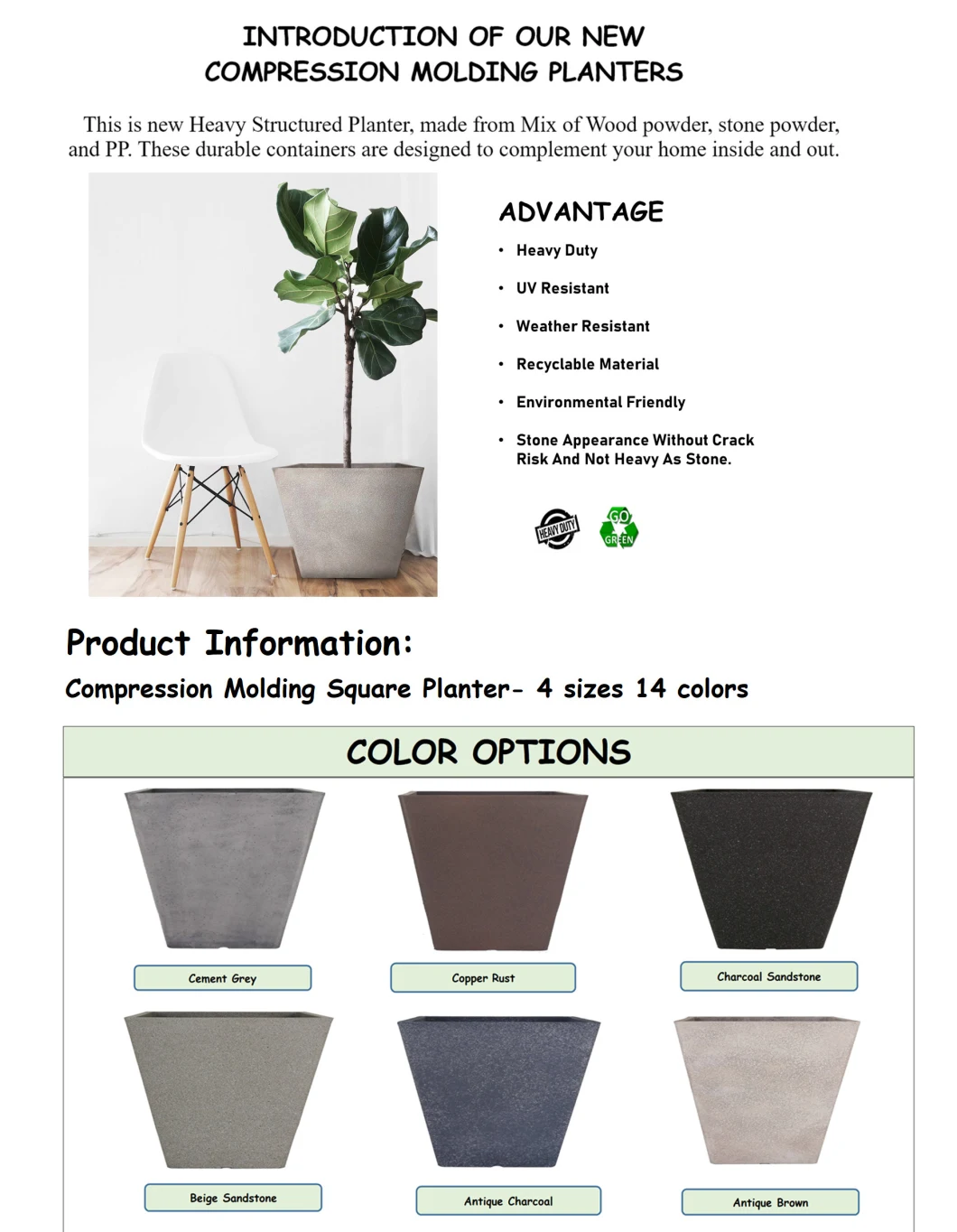 High Quality Home Decoration Wholesale Popular 12&quot; Square Bowl Plastic Flower Pot Plant Pot Garden Planter Eco-Friendly Pots