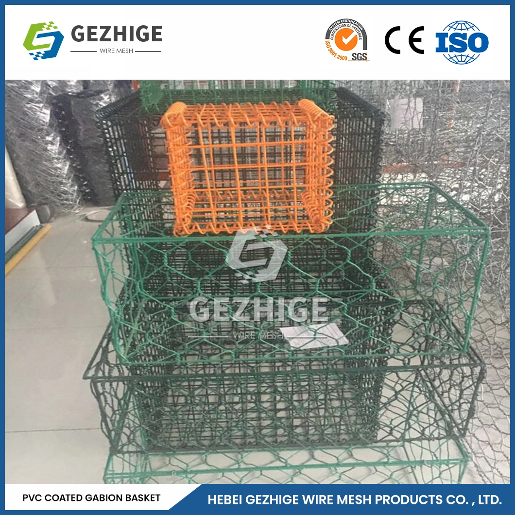 Gezhige 100X150 mm Gabion Wall Wire Mesh 3.0-4.0mm Selvedge Wire Thickness Hanging Glue Gabion Net China 2.0*0.5*0.5 M Heavy Galvanized Gabion Baskets