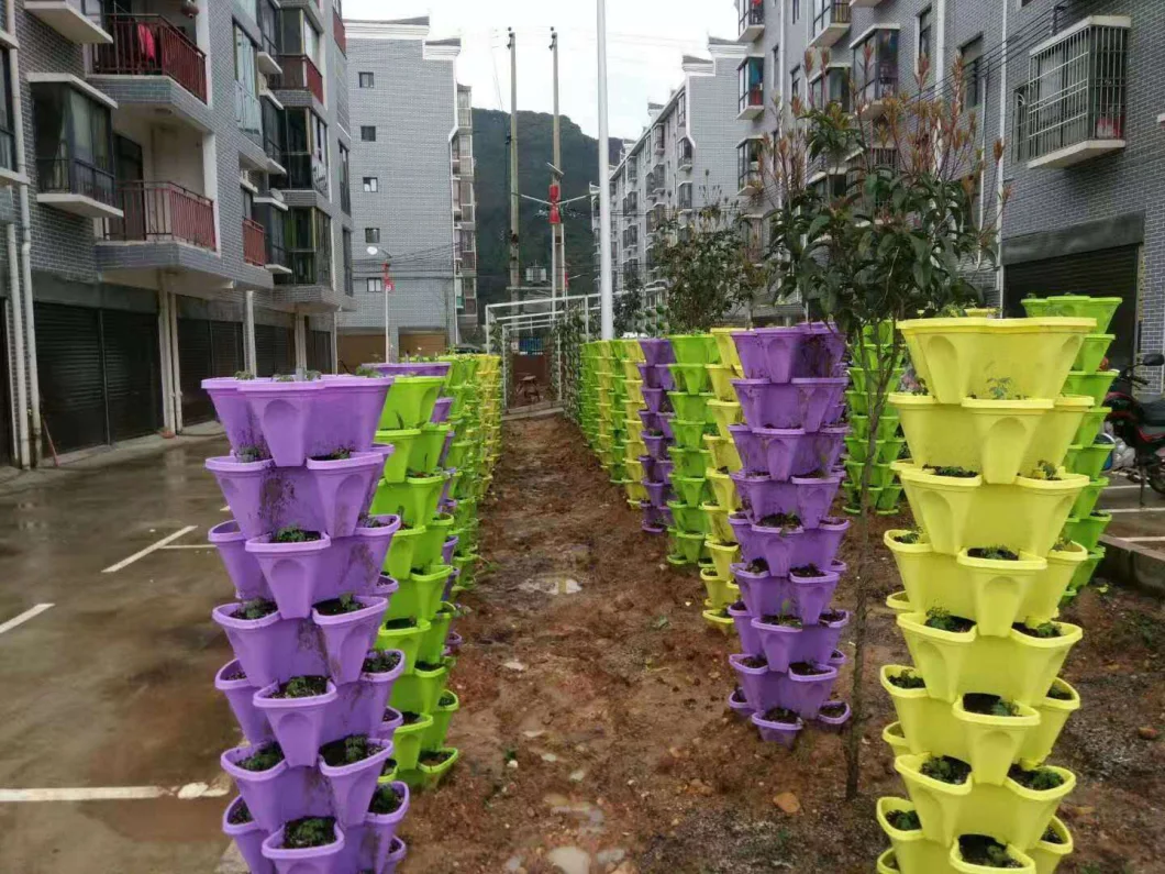 Garden Balcony Vegetable Flower Planting Vertical Hydroponic System Stackable Plastic Pots