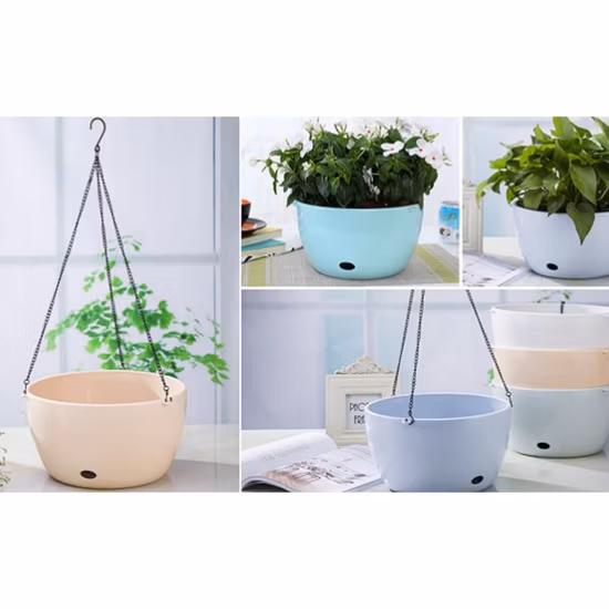 Woven Plant Basket Hanging Planter Plastic Self Watering Wall Mounted Round Vase Basket for Flower Plants Indoor Outdoor Home Garden Usage Decoration Bl22031