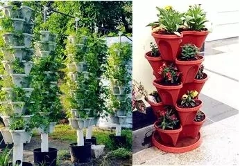 Vertical Home Tower Garden Stackable Plant Pots for Strawberry Vegetable and Flower