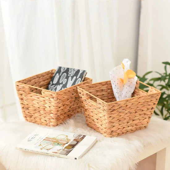 Hand-Woven Wicker Hanging Baskets Baskets for Bathroom Hanging Wall Magazine Storage Baskets