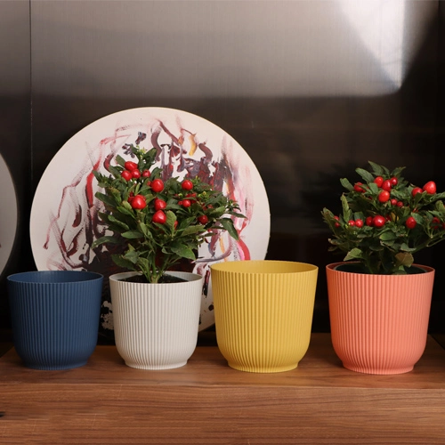 New Elegant Luxury Flower Pots for Indoor Desktop Decoration Use Plant Pots Maceteros Round Plastic Pots Office Ornamental for All House (TW-01)