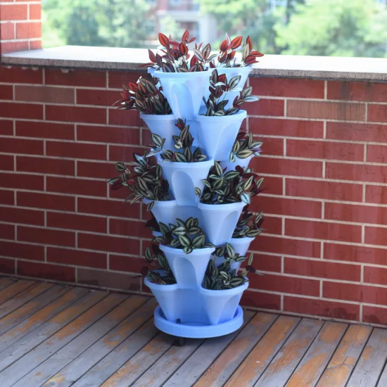 Vertical Hydroponic Planting Stackable Tower PP Pot for Vegetable Flower