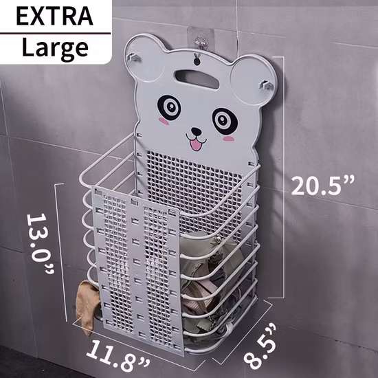 2-Pack Large Plastic Collapsible Hanging Laundry Basket with Handle