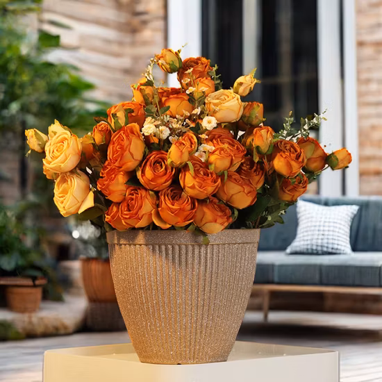 Wholesale Best Price High Quality Eco-Friendly Decorative Plant Pot 12" Vertical Stripes Plastic Flower Pot Plant Pot Garden Planter Eco-Friendly Pots B