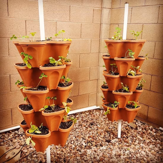 Multi-Layer Vertical Stackable Hanging Stacking Planter Box Set Plastic Planter Tier Garden Tower Flower Plant Pot