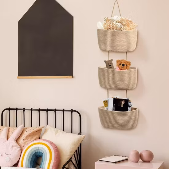 Hanging Basket Woven Cotton Storage Basket Wall-Mounted Storage Basket