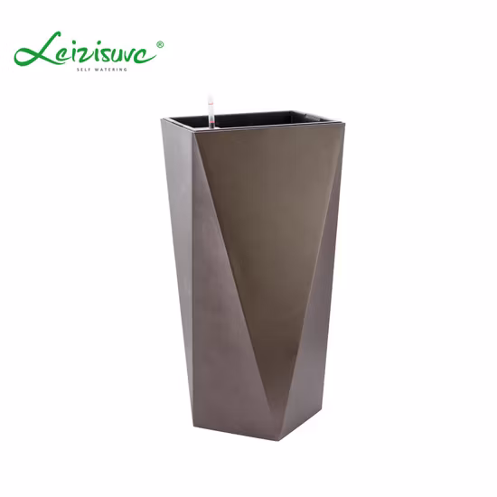 2022 New Design Flower Pots for Office Herb Succulents Square Tall Plastic Pots Self-Watering for Garden Home Office Macetera (SJ06-4)